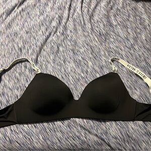 Victoria's Secret Black Bra with White Straps